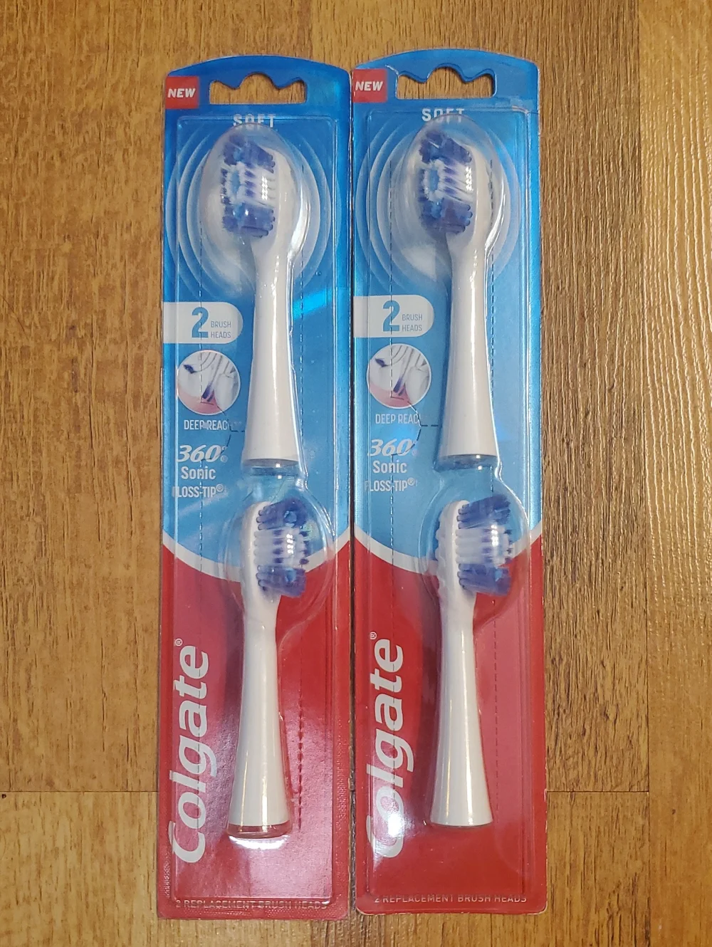 Colgate Replacement 360 Sonic Toothbrush Heads – White & Blue Bristles (2 Pack)